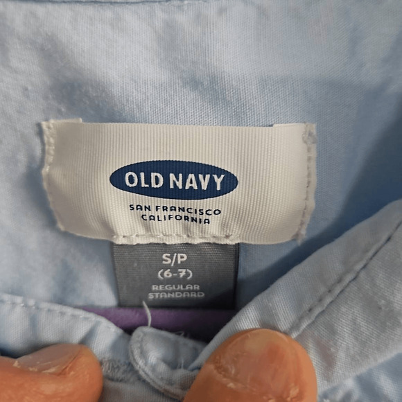 Old Navy Girls Button Down Cap Sleeve Shirt Blue 6-7 - Picture 5 of 5